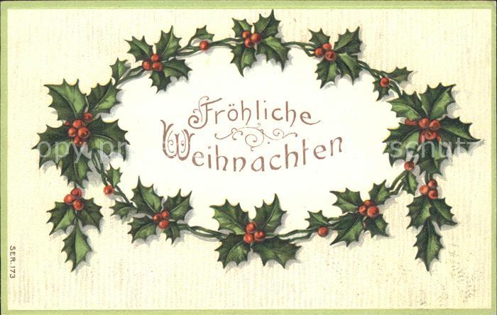 Weihnachten Stechpalme Litho