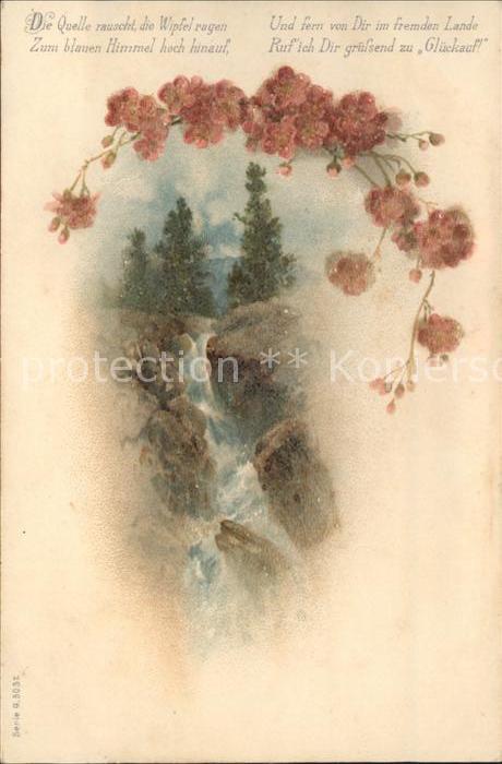Blumen Quelle Wasserfall Litho