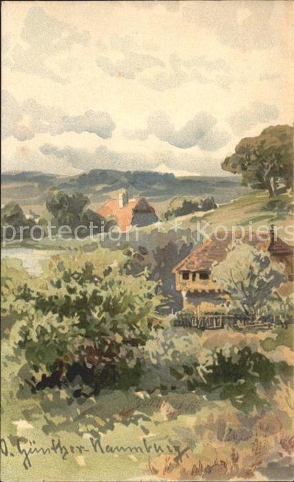 Kuenstlerkarte O. Guenther Naumburg Haus Baeume Natur