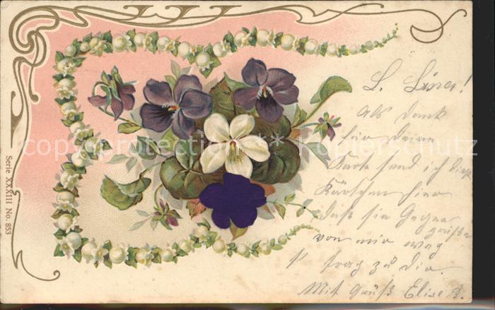 Maigloeckchen Veilchen Litho