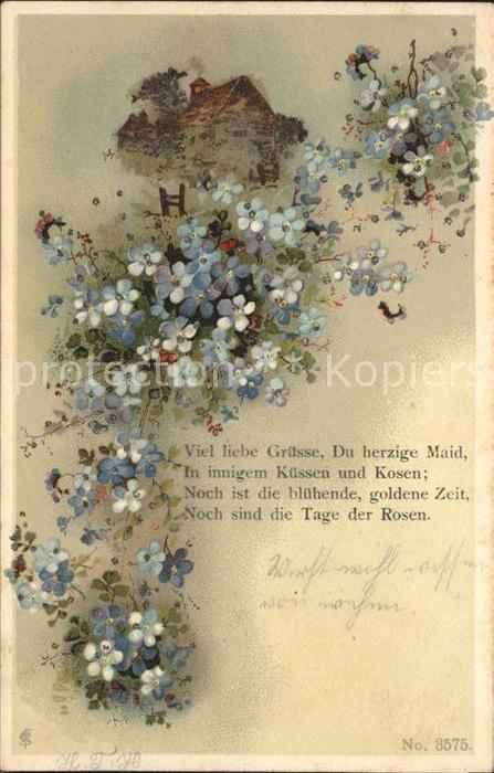 Blumen Vergissmeinnicht Gedicht Litho