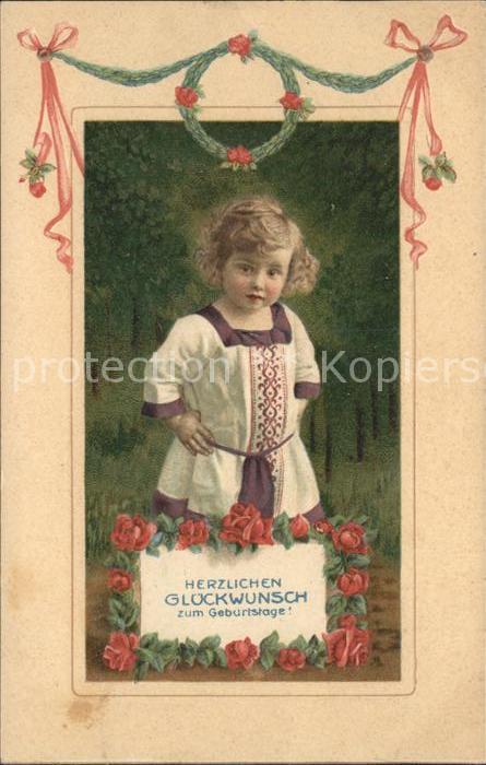 Kinder Child Enfants Glueckwunsch Geburtstag Rosen