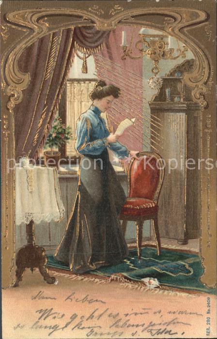 Frauen Brief Stuhl Lampe Teppich Litho