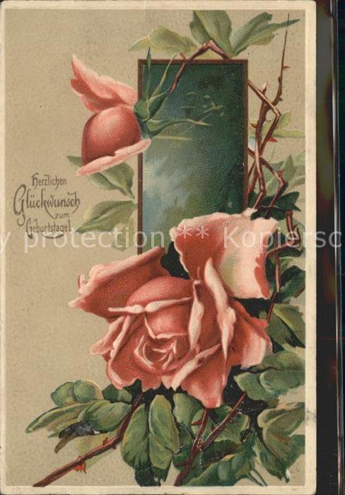 Rosen Glückwunsch Geburtstag Litho
