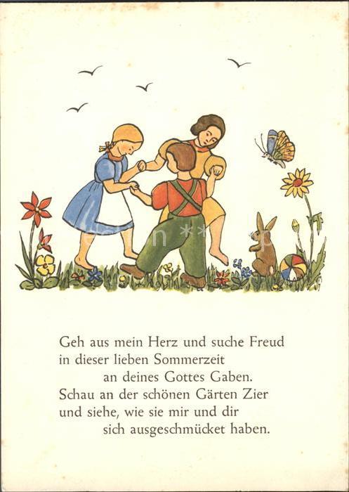 Kinder Child Enfants Tanz Hase Blumen Schmetterling Gedicht Anne-Lore Niebuhr