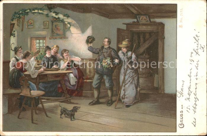 Dackel Dachshund Teckel Hunde dogs Chiens Cani Zither Gruss aus Stans