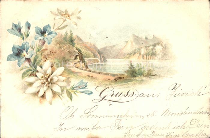 Edelweiss Enzian Berge Litho