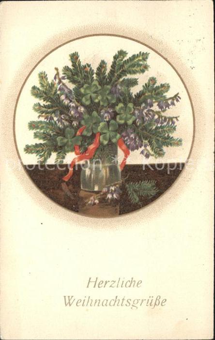 Weihnachten Kleeblaetter Vase Litho