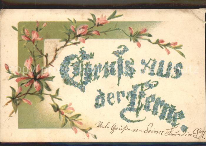 Blumengruesse Vergissmeinnicht Litho