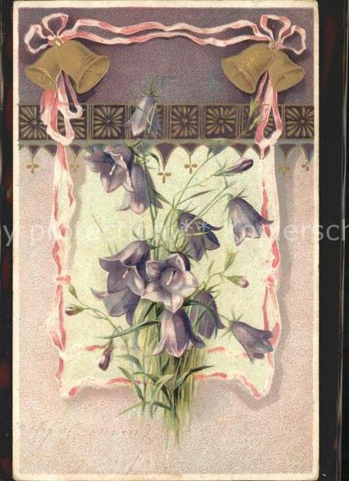 Kirchenglocke Churchbell Cloche Eglise Glockenblumen Litho