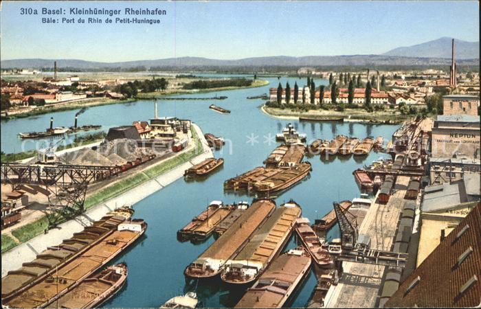 Basel BS Kleinhueninger Rheinhafen Litho