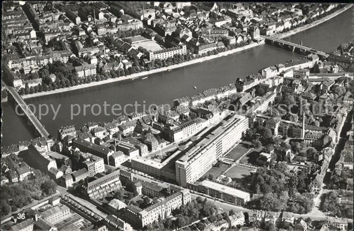 Basel BS Fliegeraufnahme Neues Buergerspital Johanniter- u. Mittlere Rheinbrueck