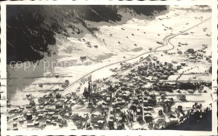 Davos Platz GR Bolgen Skifeldern Fliegeraufnahme