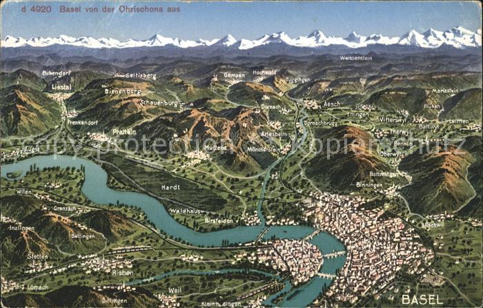 Basel BS Panorama Hardt Loerrach Waldhaus von der Ohrischona aus