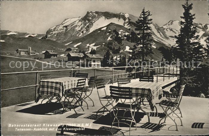 Beckenried Bahnrestaurant Klewenalp Ausblick auf das Klewengebiet
