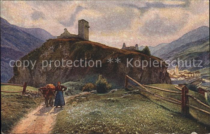 Ardez Ruine Steinsberg Kuenstlerkarte