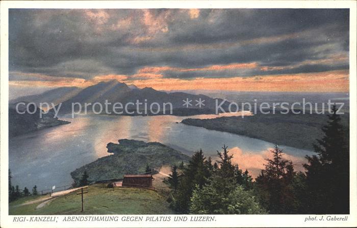 Foto Gaberell J. Nr. 5848 Rigi-Känzeli Abendstimmung Pilatus