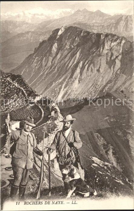 Jagd Jaeger Jagdgewehr Hund Rochers de Naye