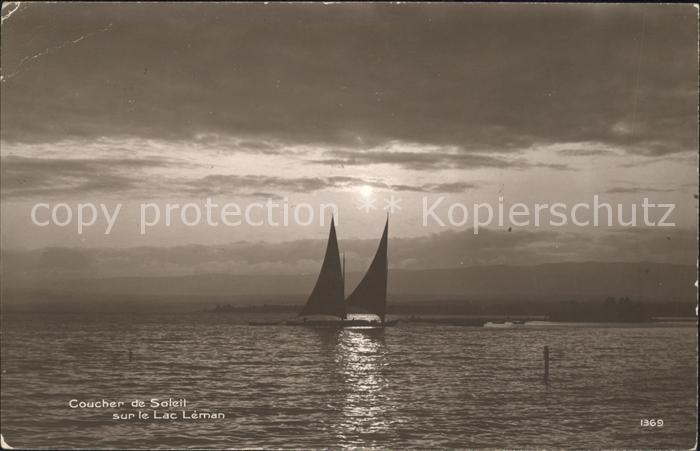 Segelboote Coucher de Soleil Lac Leman