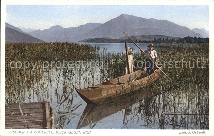 Foto Gaberell J. Nr. 8820 Fischer Zugersee Rigi