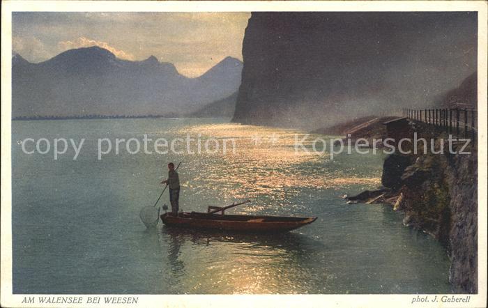 Foto Gaberell J. Nr. 5573 Walensee Weesen Fischer