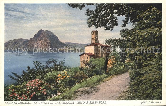 Foto Gaberell J. Nr. 5712 Lago di Lugano Chiesa di Castagnol