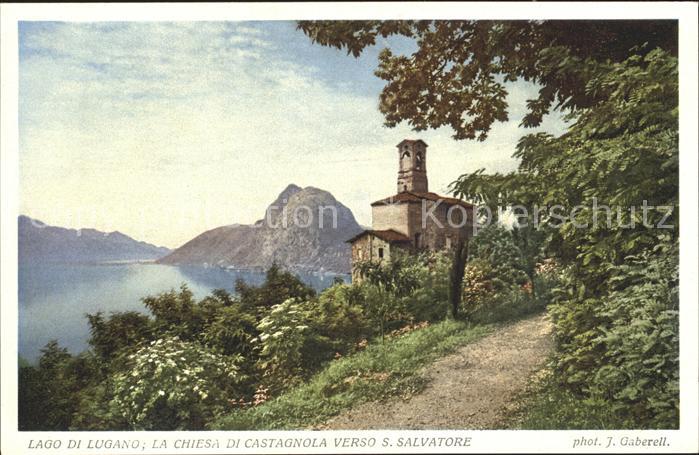 Foto Gaberell J. Nr. 5712 Lago di Lugano Chiesa di Castagnol