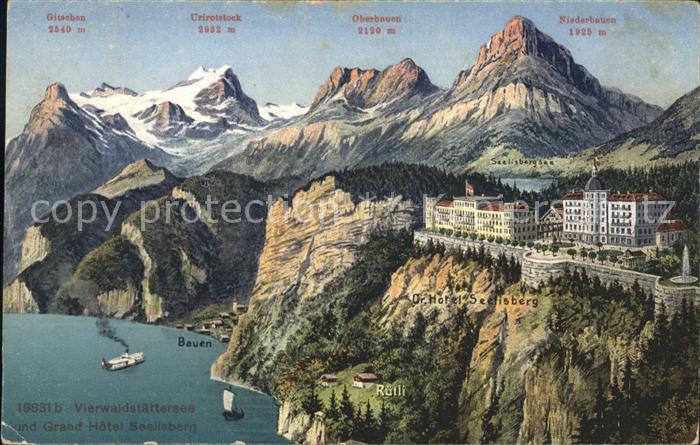 Vierwaldstaettersee SZ Grand Hotel Seelisberg mit Gitschen Urirotstock Ober und