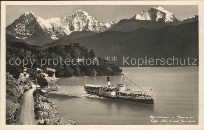 Dampfer Seitenrad Beatus Beatenbucht Thunersee Eiger Moench Jungfrau