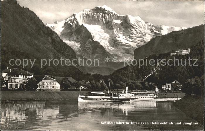 Dampfer Seitenrad Schiffeinfahrt Interlaken Heimwehfluh Jungfrau
