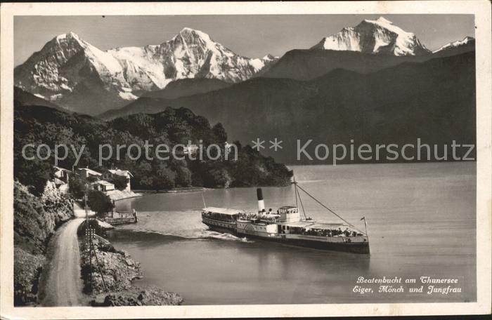 Dampfer Seitenrad Beatus Beatenbucht Thunersee Eiger Moench Jungfrau