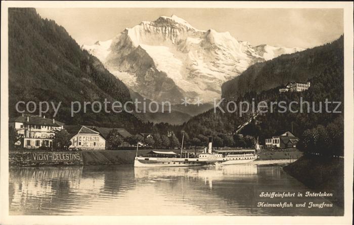 Dampfer Seitenrad Schiffeinfahrt Interlaken Heimwehfluh Jungfrau