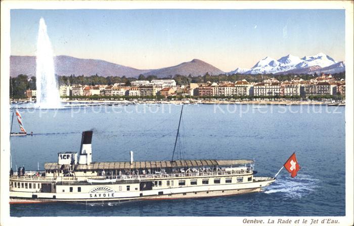 Dampfer Seitenrad Savoie Geneve La Rade Jet d Eau