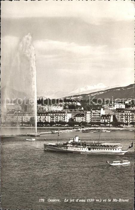 Dampfer Seitenrad Geneve Jet d Eau Mont-Blanc