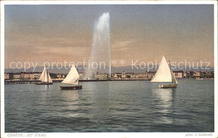 Foto Gaberell J. Nr. 12010 Geneve Jet d_Eau Segelboote