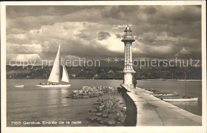 Leuchtturm Lighthouse Segelboot Geneve Entree Rade