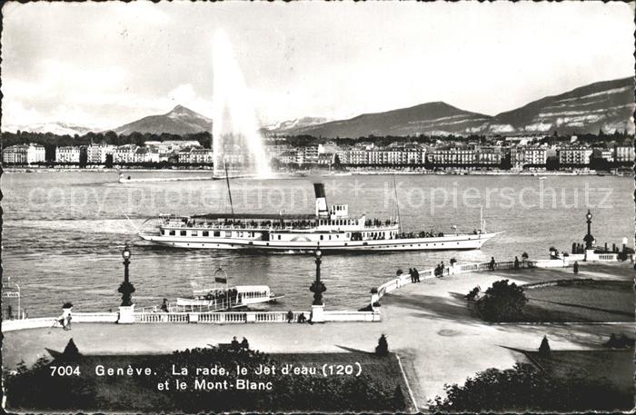 Dampfer Seitenrad Geneve La Rade Jet d eau Mont-Blanc