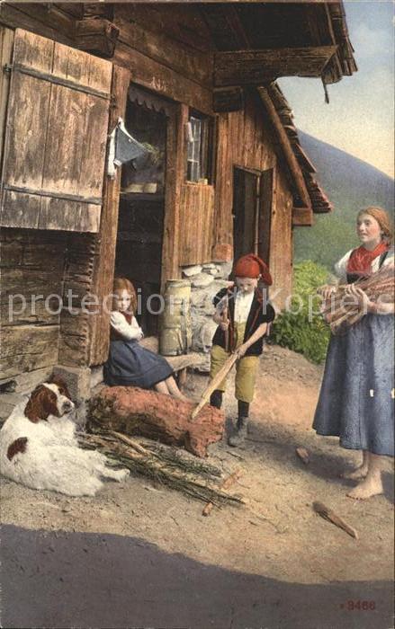 Bernhardiner Kinder Holzfaeller Alm