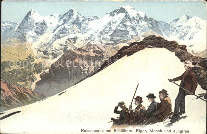 Schlitten Schnee Rutschpartie Schilthorn Eiger Moench Jungfrau