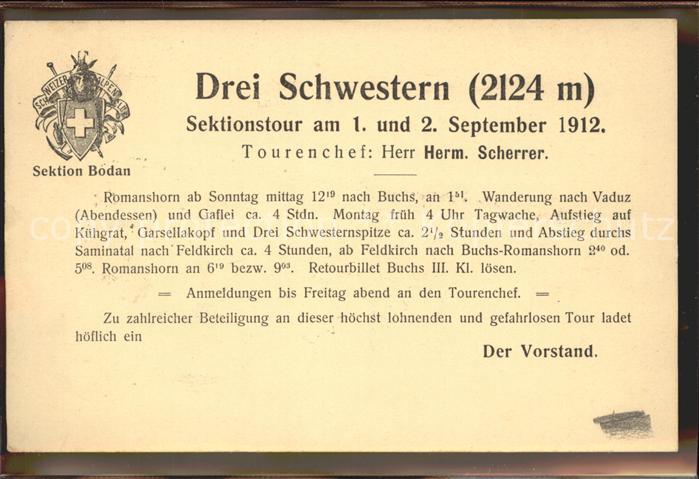 Drei Schwestern 2053m Raetikon Region Vo Sektion Bodan Sektionstour Drei Schwest