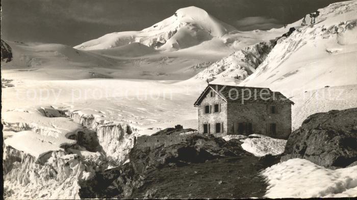 Saas-Fee Berggasthaus Langefluh mit Allalinhorn und Feegletscher