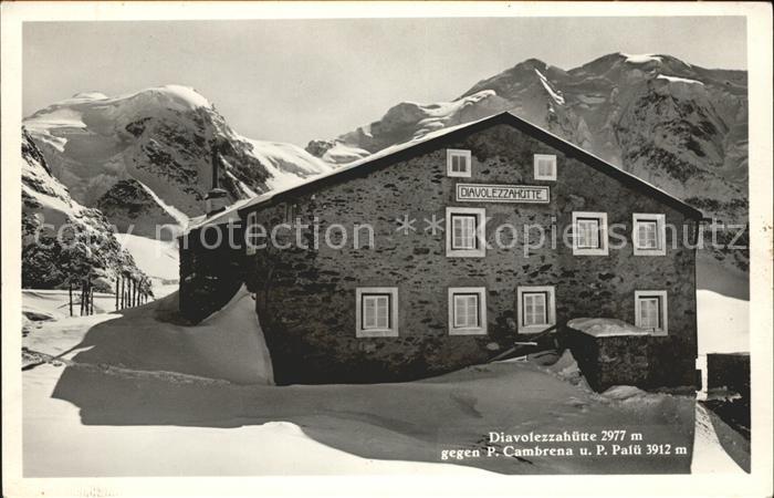 Diavolezzahuette mit Piz Cambrena und Piz Palue