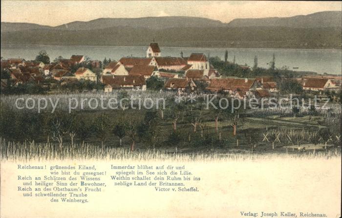 Insel Reichenau Ortsansicht mit Bodenseepanorama