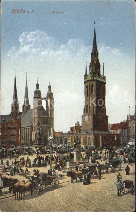 Halle Saale Markt Buntes Treiben Kirche