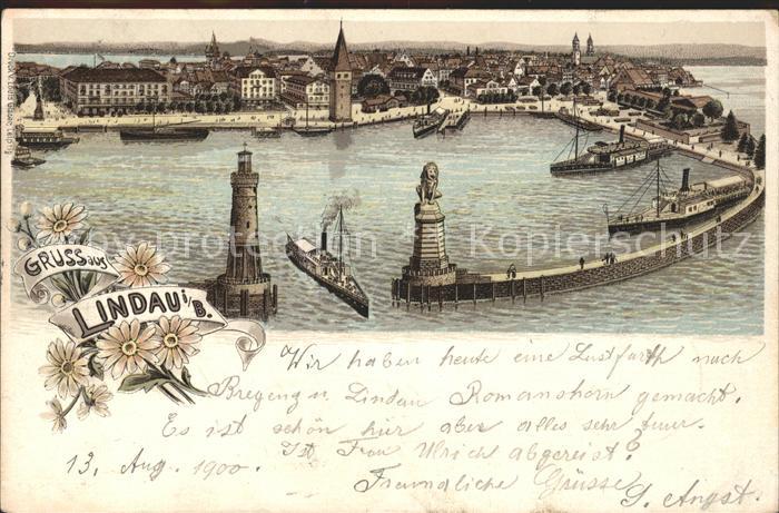 Lindau Bodensee Hafen Einfahrt Leuchtturm