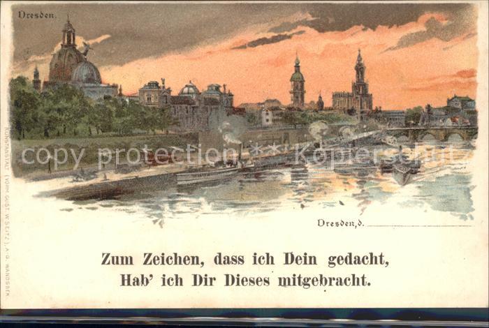 DRESDEN Elbe Partie an der Elbe Kuenstlerkarte