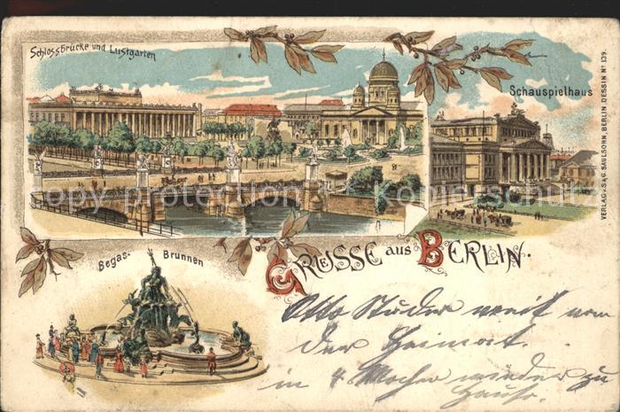 BERLIN  CITY Schlossbruecke mit Lustgarten Schauspielhaus Begas Brunnen