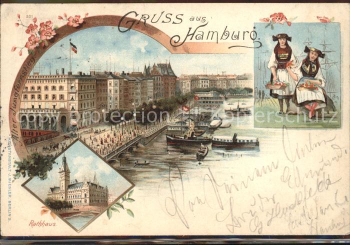 HAMBURG  CITY Jungfernstieg Rathhaus Vierlaenderinnen