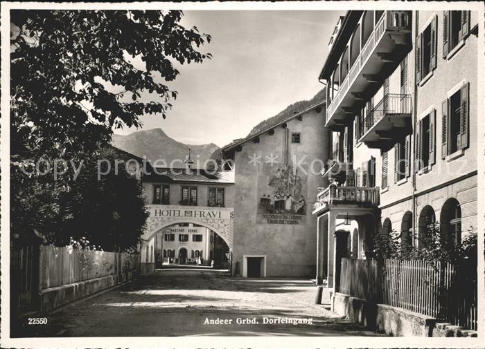 Andeer GR Dorfeingang Hotel Fravi