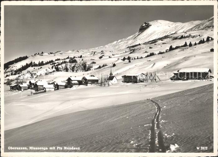Obersaxen Misanenga Piz Mundaun Skispuren Kirche